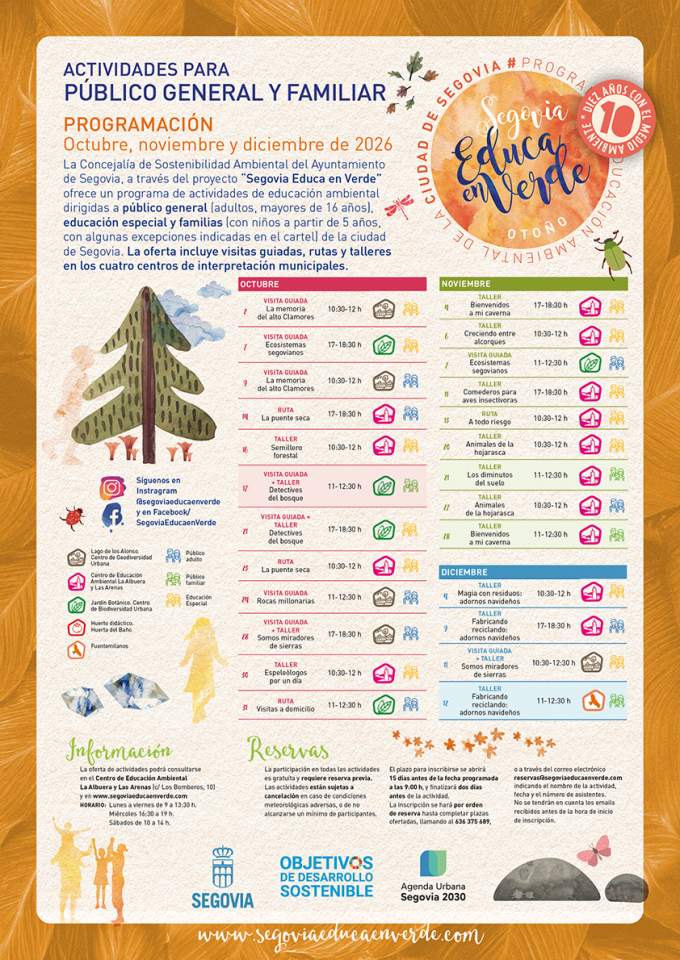 Segovia Educa en Verde ofrece este otoño 109 actividades para acercar el patrimonio natural y la sostenibilidad a la ciudadanía